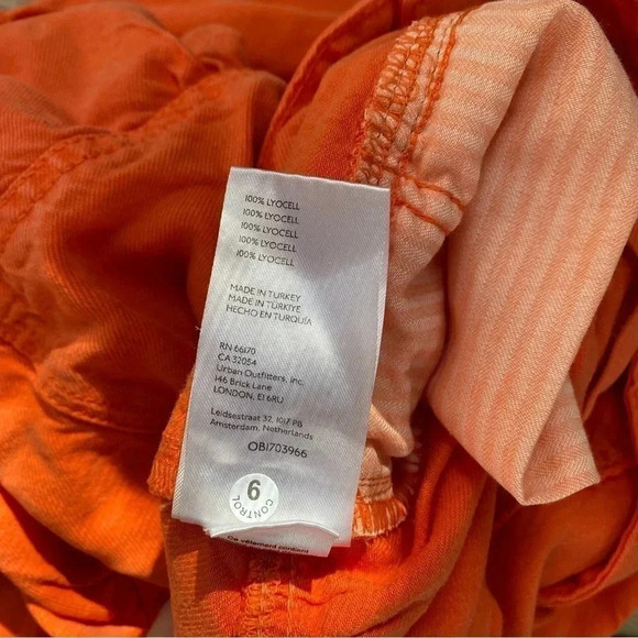 NWT Free People Dreamweaver Maxi Skirt Denim Jean Tiered High Rise Orange - Picture 12 of 16